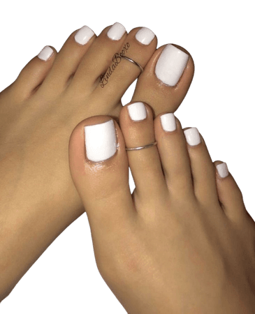 white painted toe nails