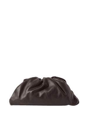 Dark brown The Pouch large gathered leather clutch | Bottega Veneta | NET-A-PORTER