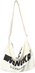 Amazon.com | Casual Canvas Shoulder Bag Unisex, Retro Boho Tote Bag Crossbody Bag, Fairy Grunge Handbag Messenger Bag for School (Black) | Messenger Bags