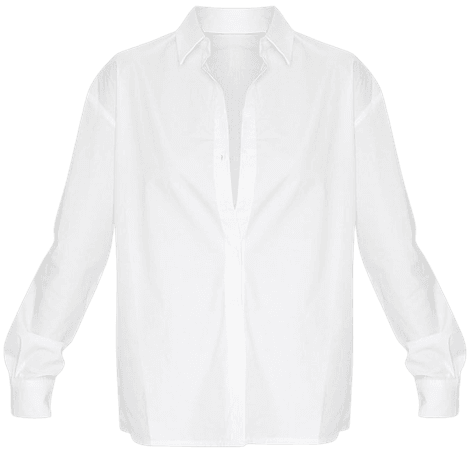 White Horn Button Cotton Oversized Shirt | PrettyLittleThing USA