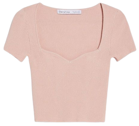 Short sleeve knit sweater with sweetheart neckline - T-shirts - Woman | Bershka