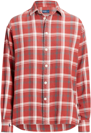 Relaxed Fit Plaid Cotton Shirt