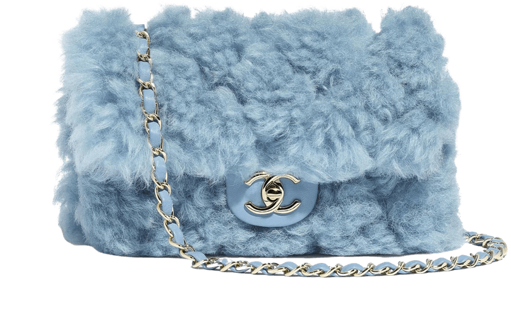 Chanel blue fur bag