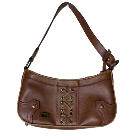 brown lace up detailing faux leather mini bag