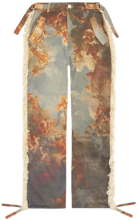 Mid Rise Art Cargo Pants with Tassels - Multi | Manière De Voir USA