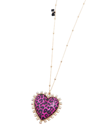 Plus Size - Betsey Johnson Pink Leopard Heart Pendant Necklace - Torrid
