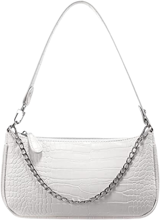 Amazon.com: Loiral Shoulder Bags for Women, Retro Classic Tote HandBag Crocodile Pattern Clutch Mini Purse with Zipper Closure, White : Clothing, Shoes & Jewelry