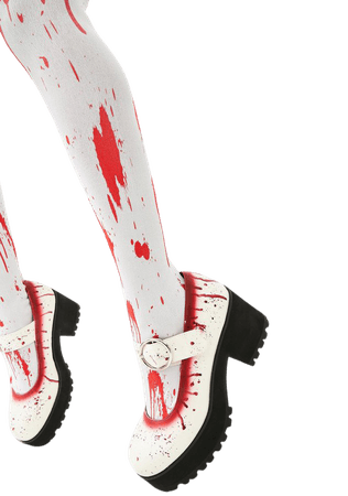 Halloween Dolls Kill Dripping Blood Platform Mary Janes - Red/White | Dolls Kill
