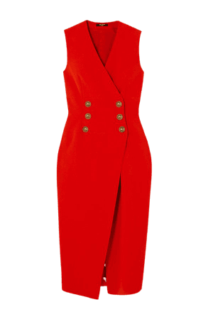 Red Crepe midi dress | Balmain | NET-A-PORTER