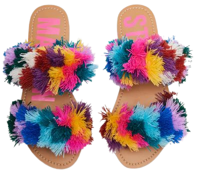 COAST Rainbow Multi Pom Pom Slide Sandal | Women's Sandals – Steve Madden