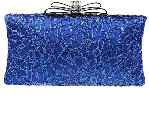 Royal Blue Sequined Evening Clutch Purse | Baginning