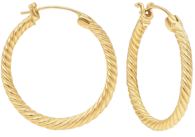 DEVATA 18K Yellow Gold Plated Sterling Silver Rope Texture Hoop Earrings | Nordstromrack