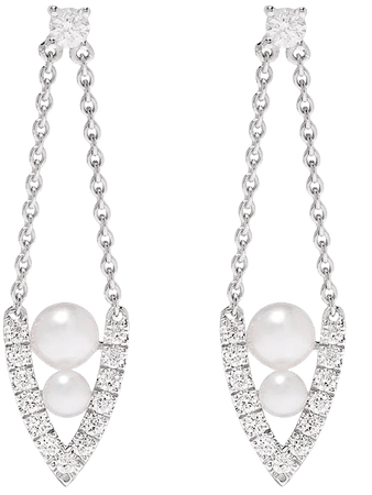 Yoko London 18kt white gold diamond pearl Sleek earrings silver QYE21897X - Farfetch