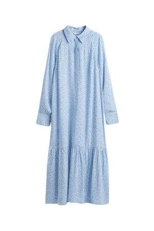 Patterned Shirt Dress - Light blue/floral - Ladies | H&M US