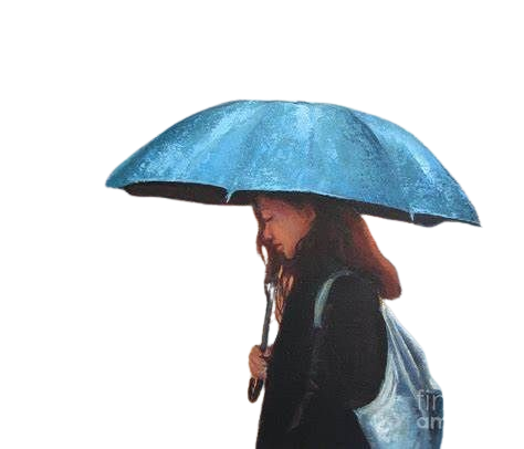 girl with umbrella in rain -