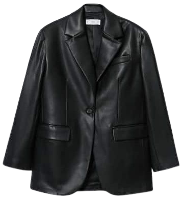 Leather-effect oversized blazer - Women | Mango USA