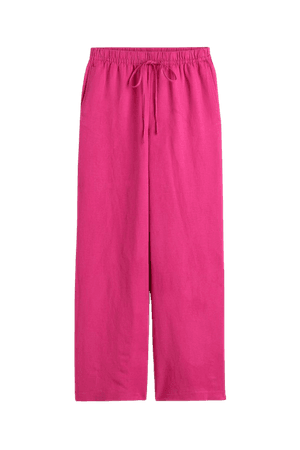 Wide-leg Linen-blend Pants - Cerise - Ladies | H&M US