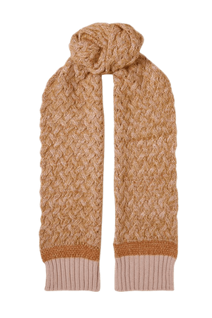 Orange Cable-knit mélange wool-blend scarf | Chloé | NET-A-PORTER