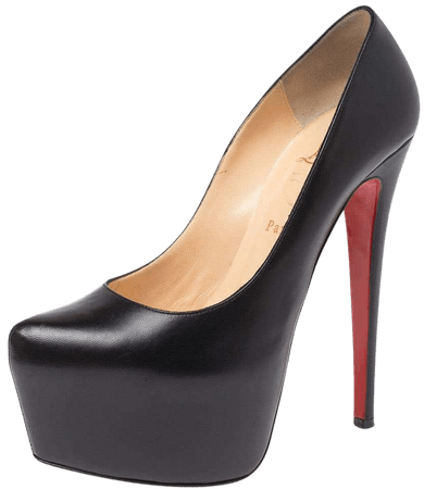 *clipped by @luci-her* Christian Louboutin Black Leather Daffodile Platform Pumps Size 39.5 For Sale at 1stDibs