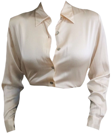 Cream Silk long sleeve Blouse
