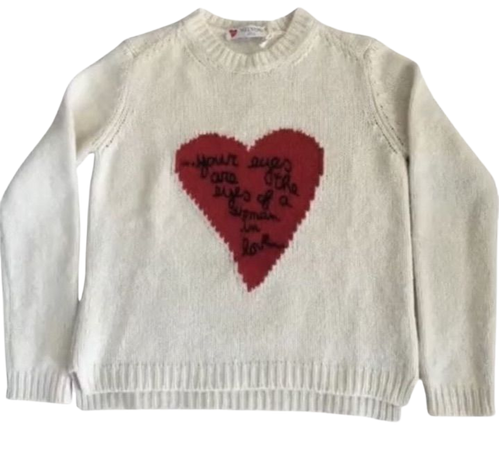 white sweater red heart