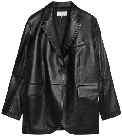 Leather Blazer - Black - Tailoring - ARKET NO