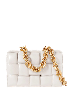 White Cassette chain-embellished padded intrecciato leather shoulder bag | Bottega Veneta | NET-A-PORTER