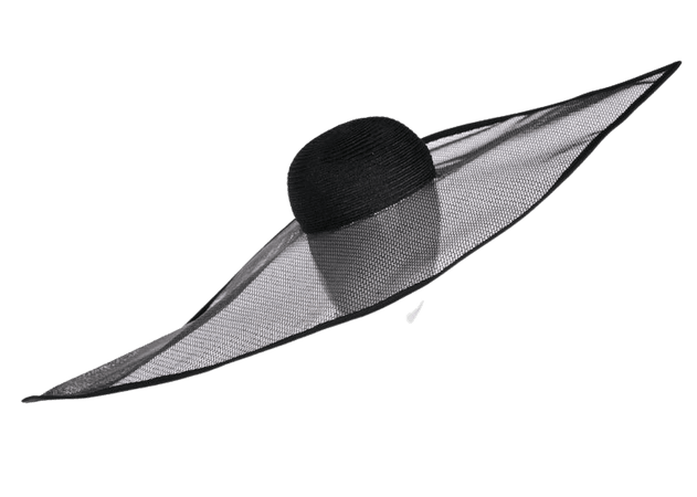 Vintage Giorgio Armani Black Sculptural Wide Brim Eye Hat For Sale at 1stdibs