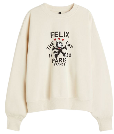 Printed Sweatshirt - Light beige/Felix the Cat - Ladies | H&M US