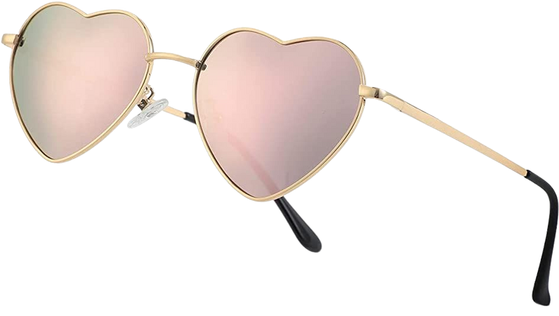 Amazon.com: JOVAKIT Polarized Heart Sunglasses for Women Fashion Lovely Style Metal Frame UV400 Protection Lens (Gold/Pink Mirror) : Clothing, Shoes & Jewelry