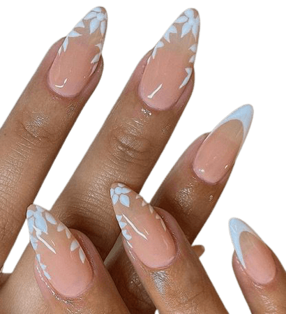 French tip floral nails