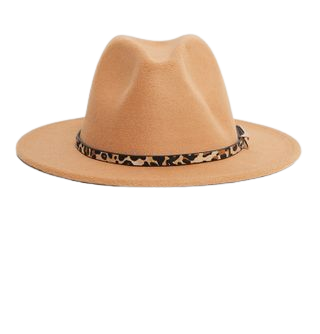 Camel Leopard Trim Fedora Hat | Accessories | PrettyLittleThing