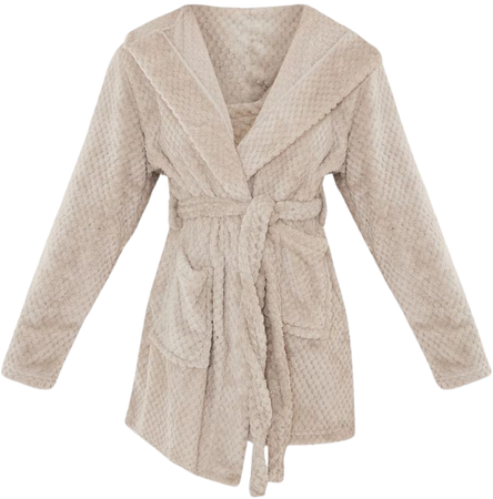 Plt Light Grey Textured Fluffy Bath Robe | PrettyLittleThing CA