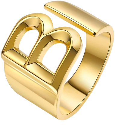 Amazon.com: M Rings Gold Initial Ring for Women Letter Rings with Initial Adjustable Ring Chunky Gold Rings for Women Chic Jewelry Trendy Rings: Clothing