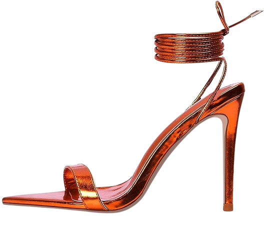 Amazon.com | GENSHUO Womens Stiletto High Heeled Sandals,Strappy Lace up Heels Metallic Pointy Open toe Tie up Heels Shoes | Heeled Sandals