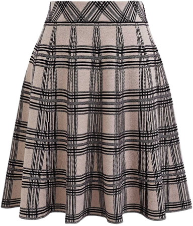 Plaid Knit High Waist Mini Skirt in Light Tan - Retro, Indie and Unique Fashion