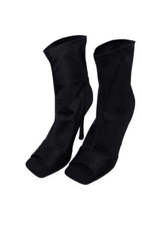 Black Lycra Square Toe Sock Boot High Heels - Sock Boots - Boots - Shoes | PrettyLittleThing USA