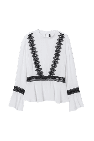 Blouse with Lace - White
