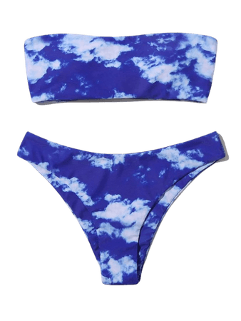 Cloud Wash Bandeau Bikini Swimsuit | SHEIN USA