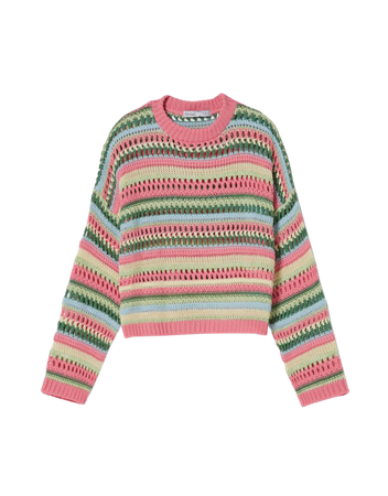 Multicolored open-knit crewneck sweater - Sweaters and cardigans - Woman | Bershka