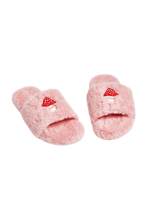 Faux fur slippers - Pink - Slippers - Monki WW