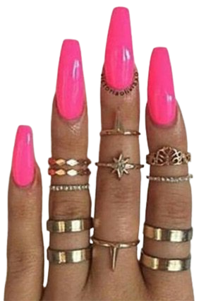 hot pink coffin nails