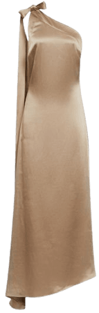 Reiss Mink Delphine One Shoulder Asymmetric Maxi Dress | REISS USA