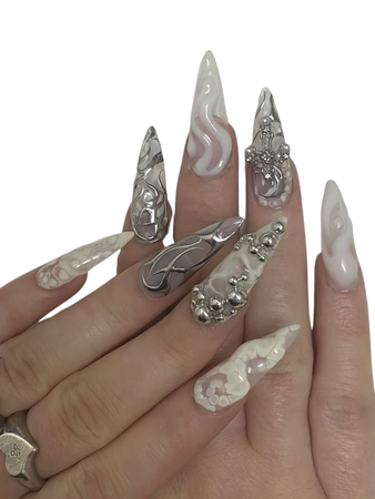 silver white nails