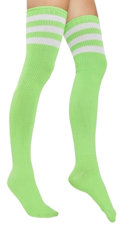 Neon green thigh high socks