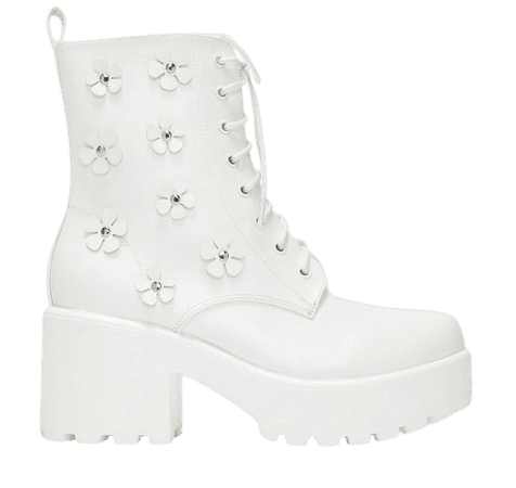 Amabalis White Flower Platform Boots