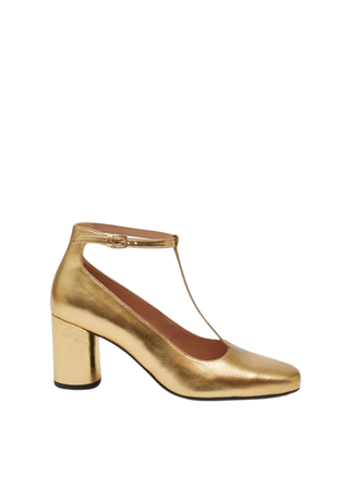 T-Strap Leather Pumps - Gold - & Other Stories WW