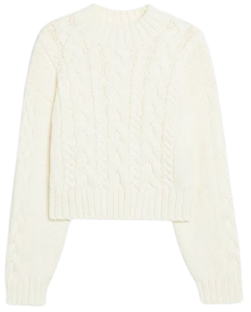 Cable knit turtleneck sweater - White - Monki WW