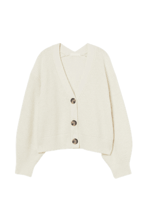 Rib-knit Cardigan - White