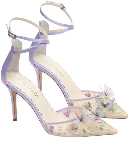 Lavender Silk Butterfly Heels for Outdoor Parties, Eve